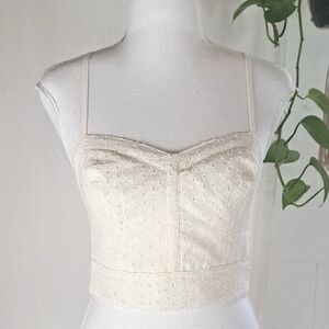 AEO Cream White Eyelet Cotton Camisole Corset Crop Top SzXS
